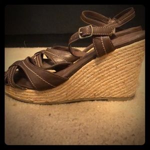 Dark brown summer wedges